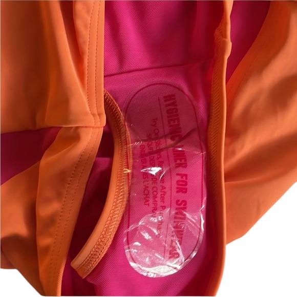 Lands' End Women's One Shoulder Pink and Orange One Piece Swimsuit - Picture 5 of 8